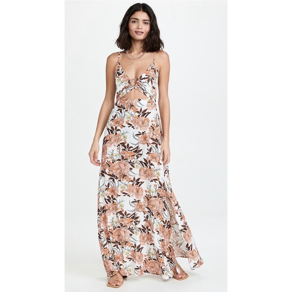 Maaji Floral Cutout Maxi Dress Medium Swim Coverup Beachy Vacation Tropical